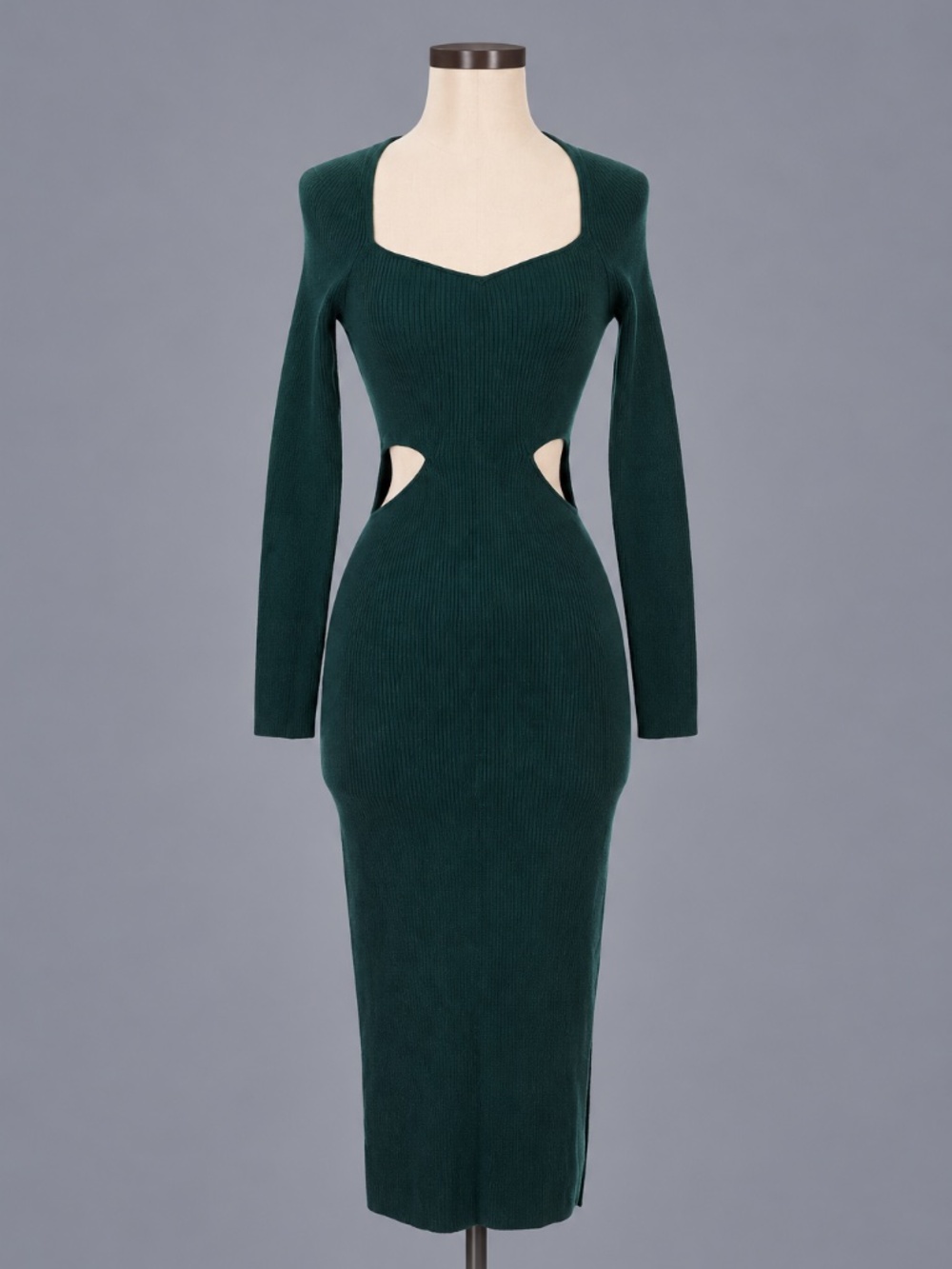 Abercrombie & Fitch Green Ribbed Cutout Midi Dress – Size S – NWT